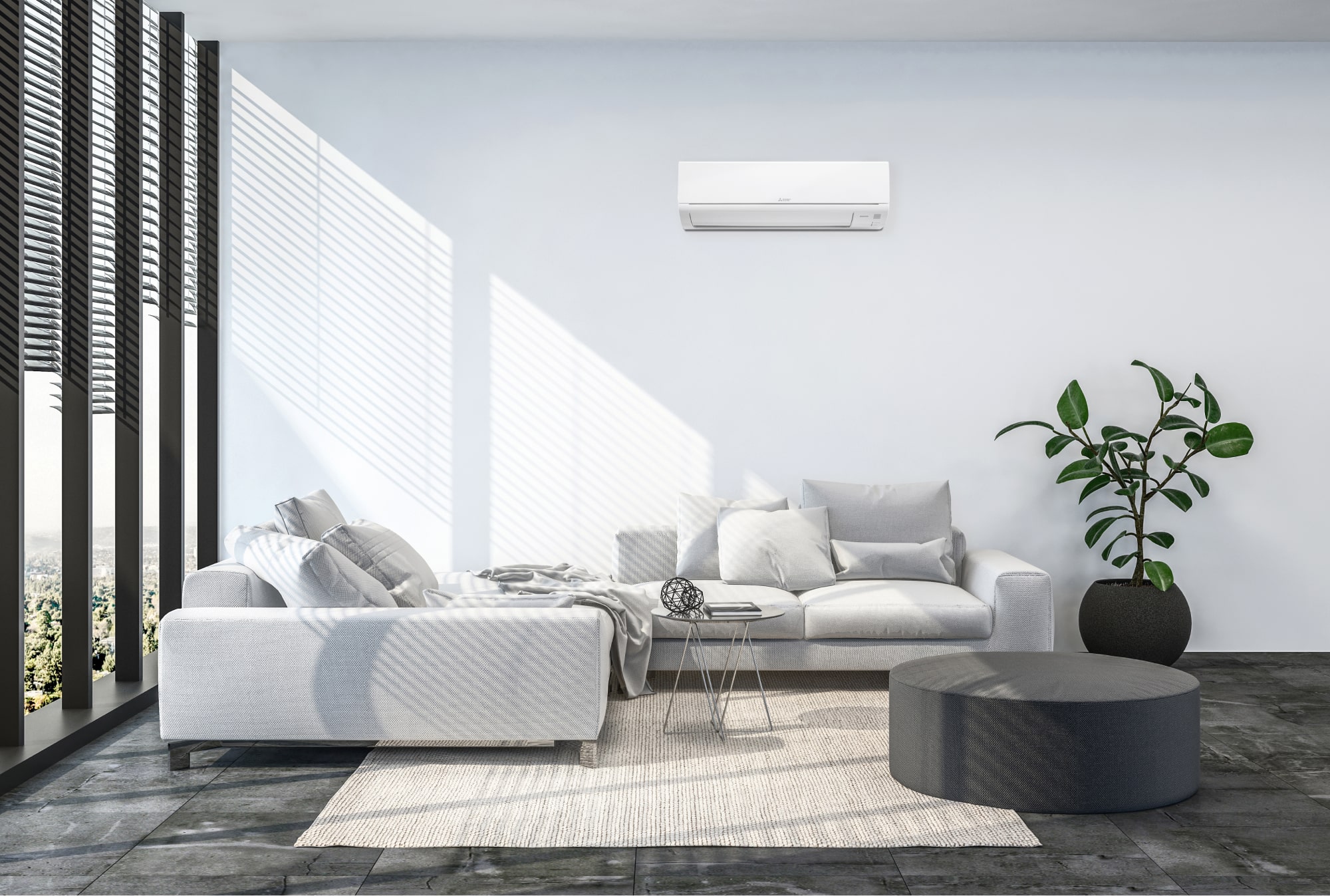 heat pump air conditioner in lounge room